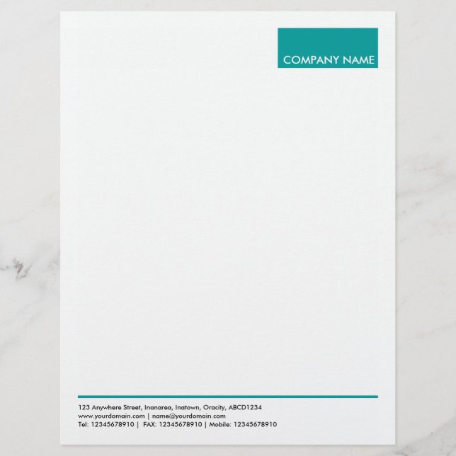 Rectangle - Deep Turquoise Letterhead (Front)