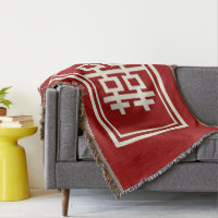 Rectangle Double Happiness Chinese Wedding Throw