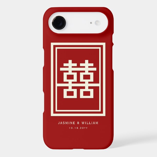 Rectangle Double Happiness Classic Chinese Wedding Case-Mate iPhone Case (Back)