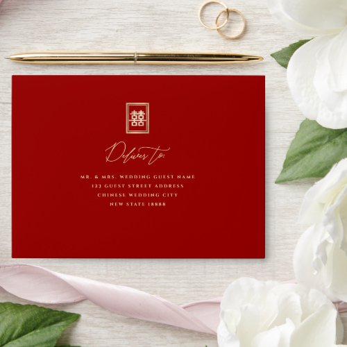 Rectangle Double Happiness Classic Chinese Wedding Envelope