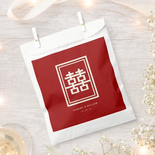 Rectangle Double Happiness Classic Chinese Wedding Favor Bag