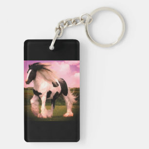 Rectangle (double-sided) Horse Keychain