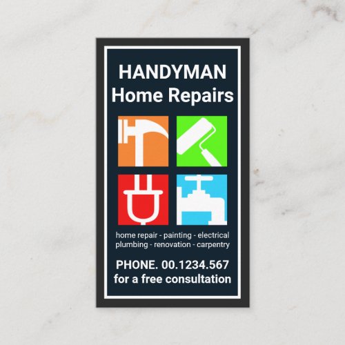 Rectangle Frame Construction Handyman Tools Business Card