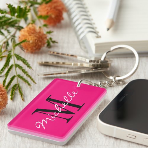 Rectangle keychain with custom name monogram