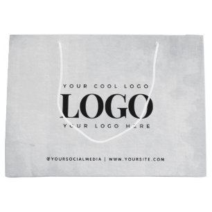 Rectangle Logo & Custom Social Media Website Gray Large Gift Bag
