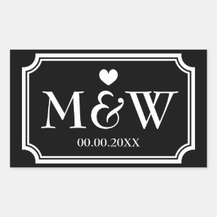 Rectangle monogram wedding favor stickers seals