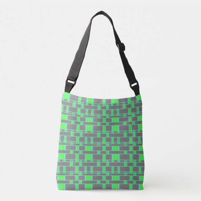 Rectangle Pattern Gray 16 Crossbody Bag (Front)