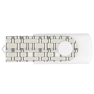 Rectangle Pattern Neutral Cream Flash Drive