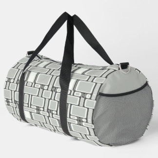 Rectangle Pattern Neutral Gray Duffle Bag