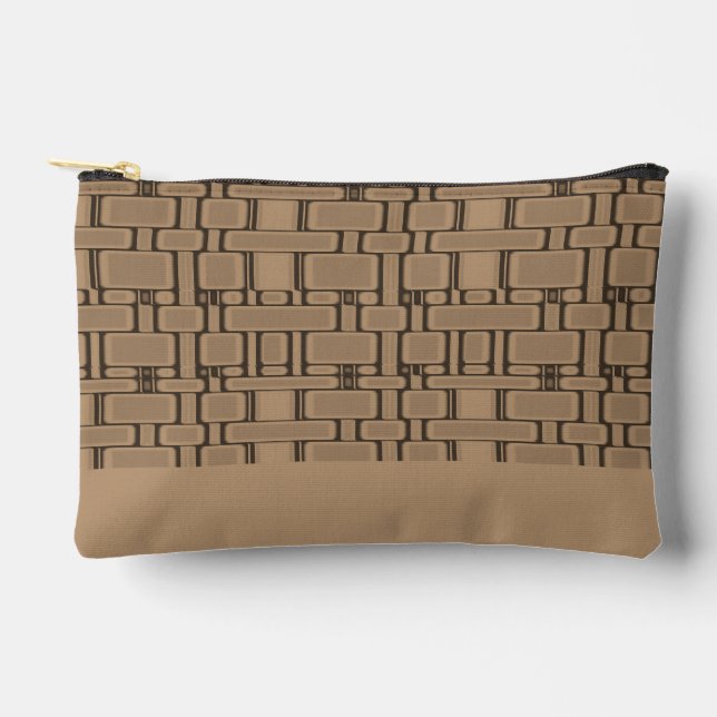 Rectangle Pattern Neutral Tan Accessory Pouch (Front)