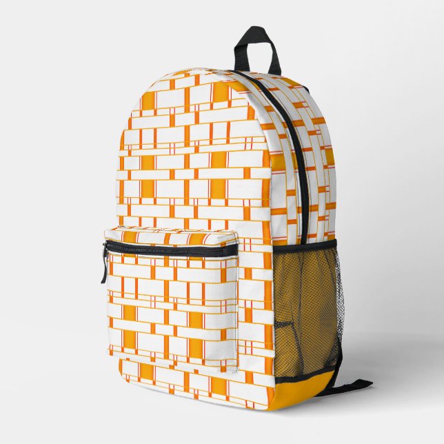 Rectangle Pattern White 1 Printed Backpack (Back Corner Right)