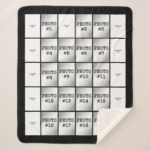 Rectangle Photo and Text Collage Sherpa Blanket