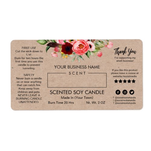 Rectangle Soy Candle Labels With Kraft Paper
