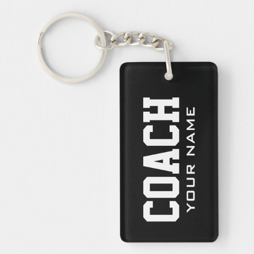 Rectangle sports coach keychain with custom name