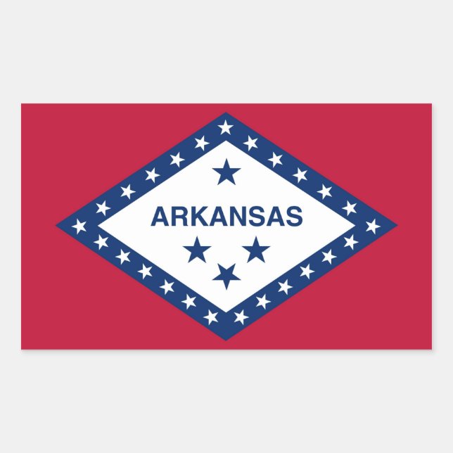 Rectangle sticker with Flag of Arkansas, U.S.A. (Front)