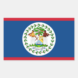 Rectangle sticker with Flag of Belize