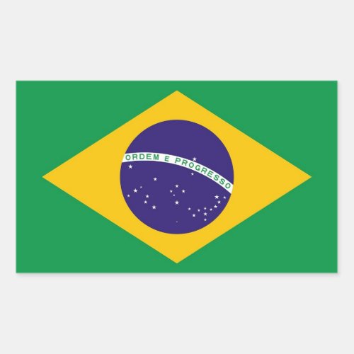 Rectangle sticker with Flag of Brazil