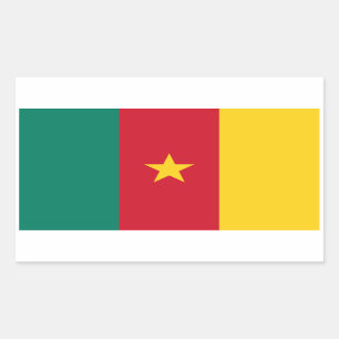 Rectangle sticker with Flag of Cameroon