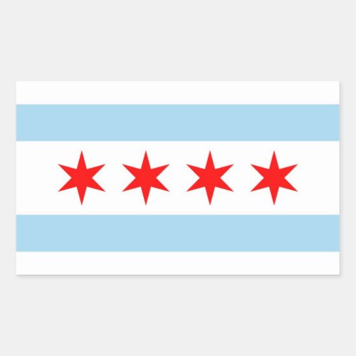 Rectangle sticker with Flag of Chicago USA