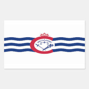 Rectangle sticker with Flag of Cincinnati, U.S.A.