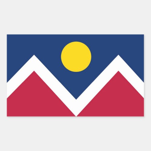 Rectangle sticker with Flag of Denver Colorado