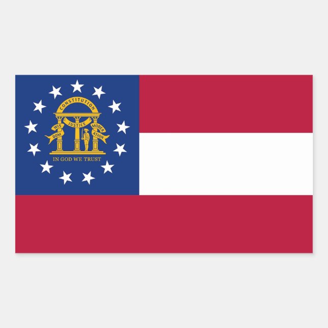 Rectangle sticker with Flag of Georgia, U.S.A. (Front)