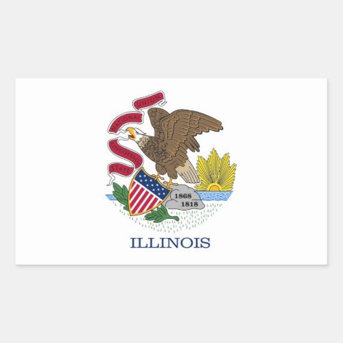 Rectangle sticker with Flag of Illinois USA