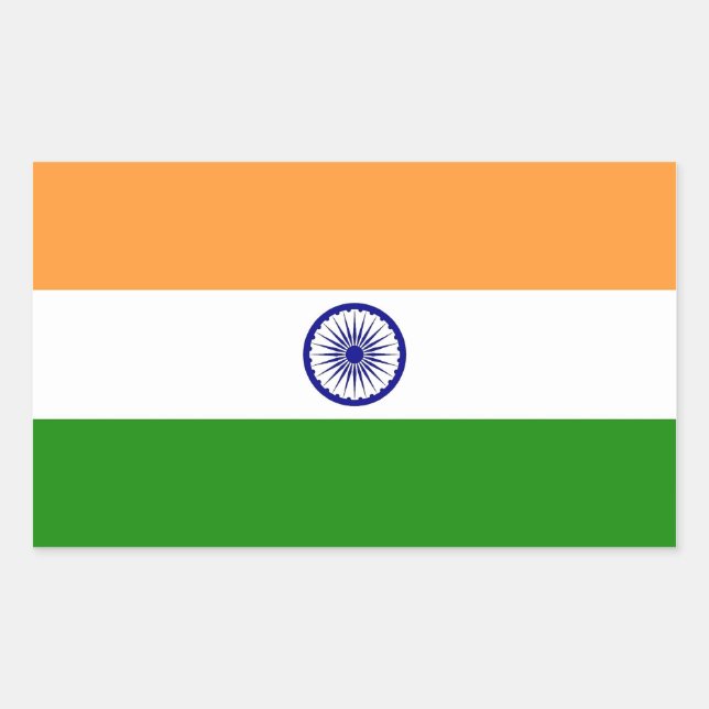 Rectangle sticker with Flag of India (Front)