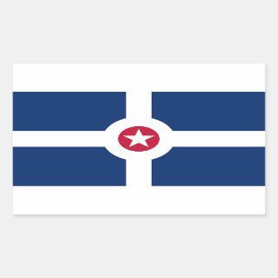 Rectangle sticker with Flag of Indianapolis, USA