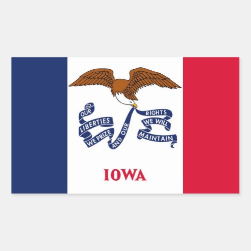 Rectangle sticker with Flag of Iowa USA