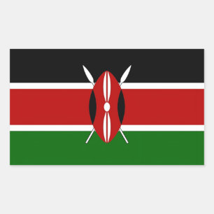 Rectangle sticker with Flag of Kenya