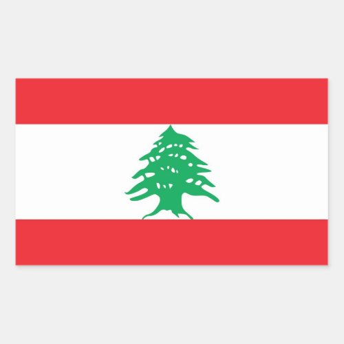 Rectangle sticker with Flag of Lebanon