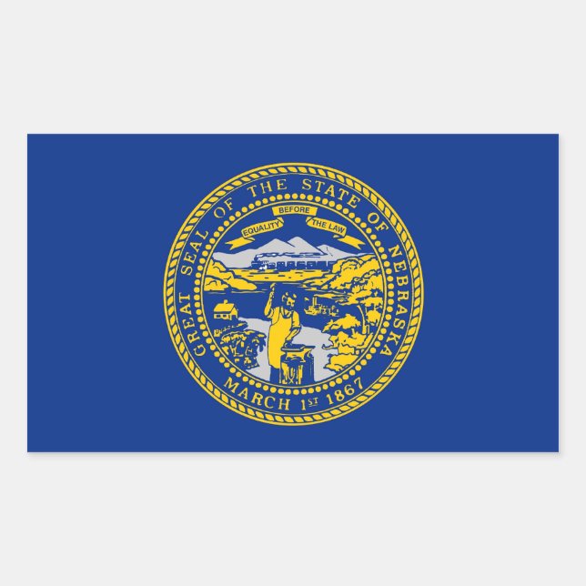 Rectangle sticker with Flag of Nebraska, U.S.A. (Front)