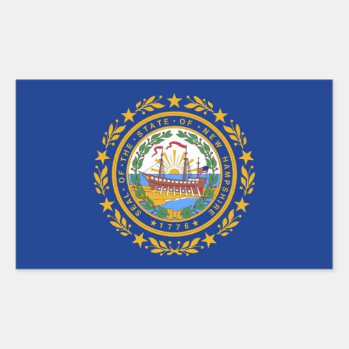 Rectangle sticker with Flag of New Hampshire