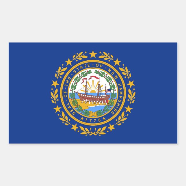 Rectangle sticker with Flag of New Hampshire (Front)