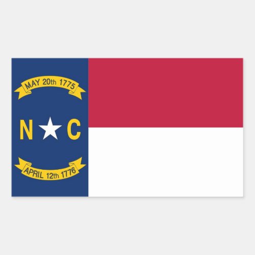 Rectangle sticker with Flag of North Carolina