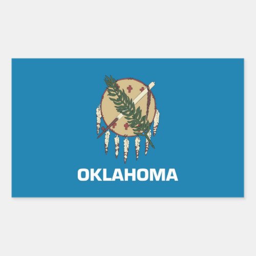 Rectangle sticker with Flag of Oklahoma USA