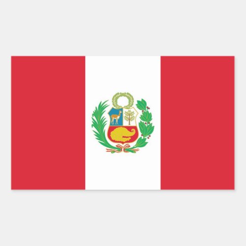 Rectangle sticker with Flag of Peru