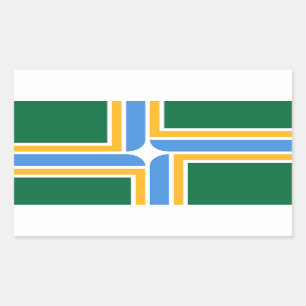 Rectangle sticker with Flag of Portland, U.S.A.