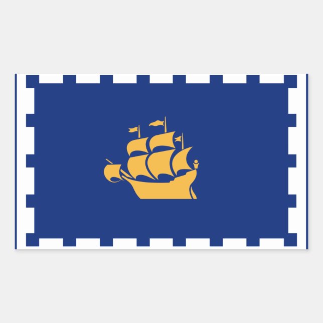 Rectangle sticker with Flag of Quebec City, Canada (Front)