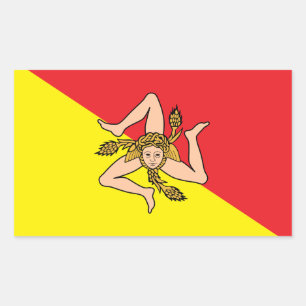 Rectangle sticker with Flag of Sicily, Italy