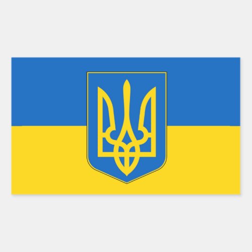 Rectangle sticker with Flag of Ukraine
