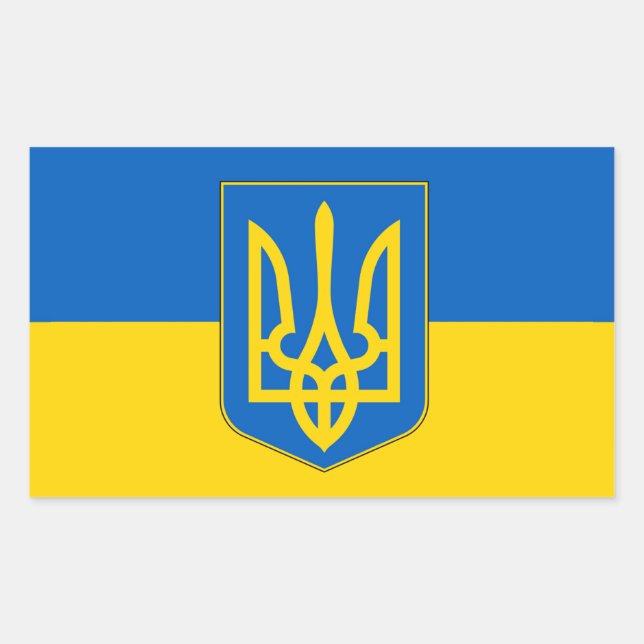 Rectangle sticker with Flag of Ukraine (Front)