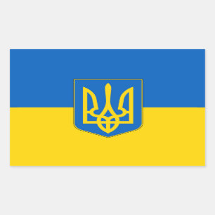Rectangle sticker with Flag of Ukraine