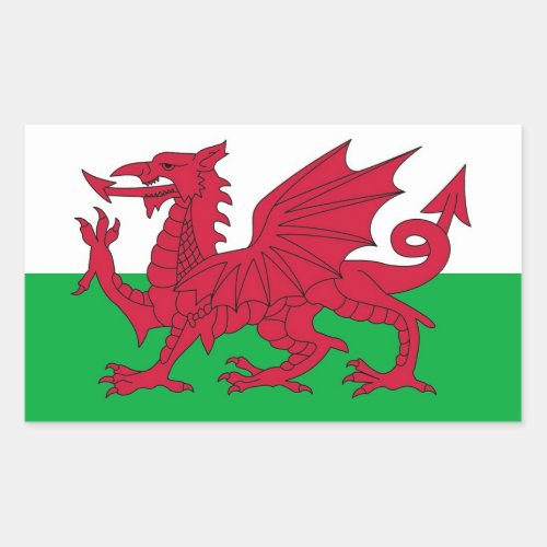 Rectangle sticker with Flag of Wales