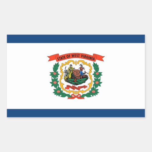 Rectangle sticker with Flag of West Virginia