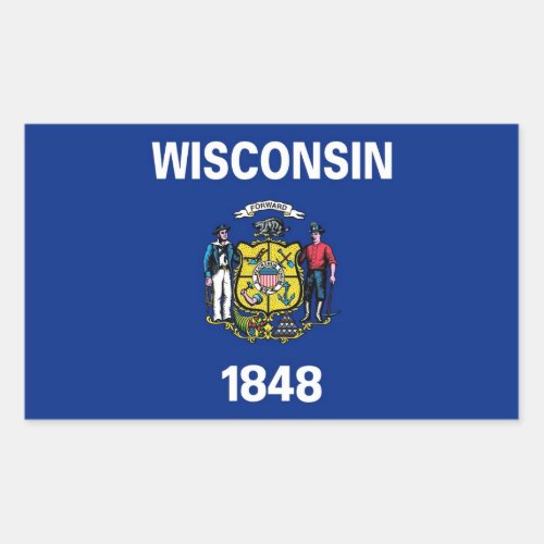 Rectangle sticker with Flag of Wisconsin