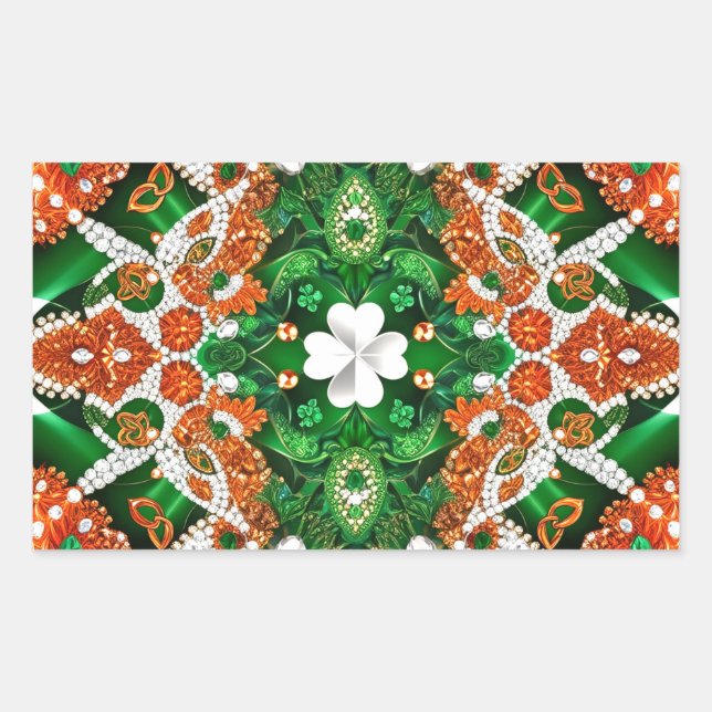Rectangle sticker with Irish Colors (Front)