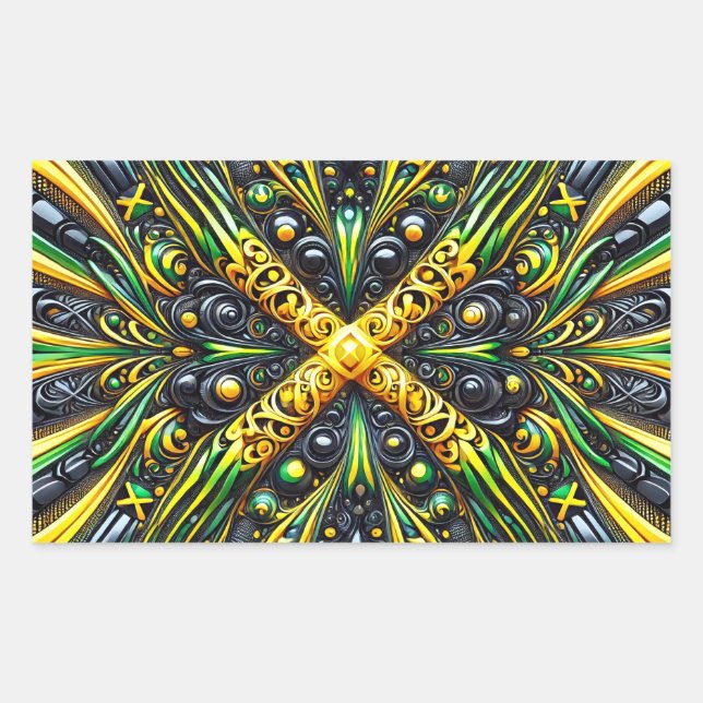 Rectangle sticker with Jamaican Colors (Front)
