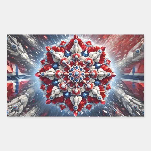 Rectangle sticker with Norwegian Colors (Front)